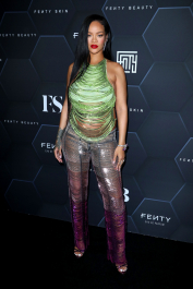 Mandatory Credit: Photo by Matt Baron/Shutterstock (12800783au)
Rihanna wearing The Attico
Fenty Beauty and Fenty Skin photocall, Los Angeles, California, USA - 11 Feb 2022