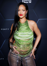 LOS ANGELES, CALIFORNIA - FEBRUARY 11: Rihanna celebrates Fenty Beauty & Fenty Skin at Goya Studios on February 11, 2022 in Los Angeles, California. (Photo by Rich Fury/Getty Images for Fenty Beauty & Fenty Skin)