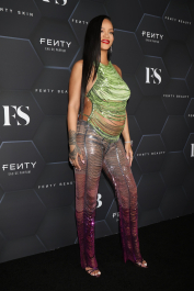 Hollywood, CA  - Fenty Beauty And Fenty Skin Celebration Hosted By Rihanna held at Goya Studios in Hollywood.  Pictured: Rihanna  BACKGRID USA 12 FEBRUARY 2022  BYLINE MUST READ: MediaPunch / BACKGRID  USA: +1 310 798 9111 / usasales@backgrid.com  UK: +44 208 344 2007 / uksales@backgrid.com  *UK Clients - Pictures Containing Children
Please Pixelate Face Prior To Publication*