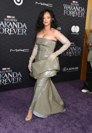 Rihanna at the world premiere of Marvel Studios Black Panther: Wakanda Forever held at the Dolby Theatre on October 26, 2022 in Los Angeles, California. (Photo by Gilbert Flores/Variety via Getty Images)