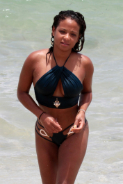Miami, FL  - Actress, singer, model and movie star Christina Milian is spotted showing off her bikini body while enjoying a day on the beach in Miami, Florida with friends. After cooling off in the water Christina headed for the shade to chill out with her crew.  Pictured: Christina Milian  BACKGRID USA 20 JULY 2017  BYLINE MUST READ: FAMA / BACKGRID  USA: +1 310 798 9111 / usasales@backgrid.com  UK: +44 208 344 2007 / uksales@backgrid.com  *UK Clients - Pictures Containing Children
Please Pixelate Face Prior To Publication*